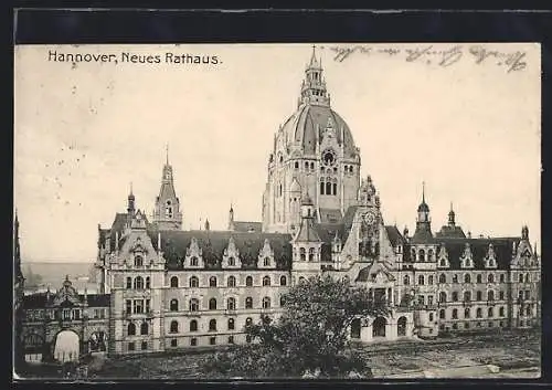 AK Hannover, Neues Rathaus, Gesamtansicht