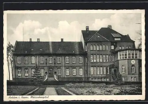 AK Ankum i. Hann., Marienhospital mit Tannen