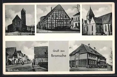 AK Bramsche, Gasthaus Deutsches Haus, Grosse Strasse, Volksschule