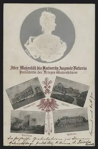 AK Kaiserin Auguste Victoria Königin von Preussen, Protektorin der Krieger-Waisenhäuser Canth, Wittlich, Römhild