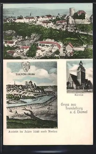 AK Trendelburg a. d. Diemel, Ansicht im Jahre 1646 nach Merian