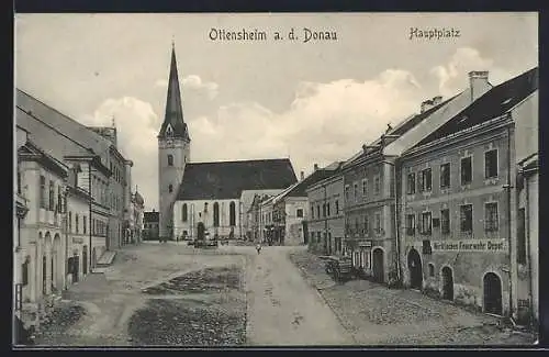 AK Ottensheim a. d. Donau, Hauptplatz mit Märktischem Feuerwehr Depot