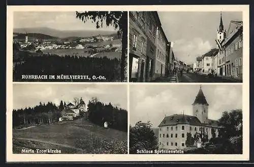 AK Rohrbach im Mühlviertel, Panorama, Maria Trostkirche & Schloss Sprinzenstein