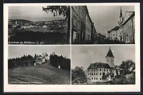 AK Rohrbach im Mühlviertel, Gesamtansicht, Maria Trostkirche, Schloss Sprinzenstein