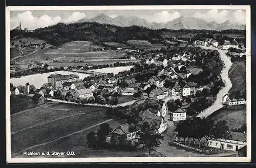 AK Sierning /O. Ö., Pichlern an der Steyer aus der Vogelschau