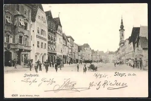 AK Steyr, Stadtplatz mit Geschäften