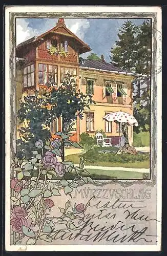 AK Mürzzuschlag, Anwesen mit Garten