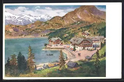 Künstler-AK Ebene-Reichenau, Alpengasthof Siegel am Turrachersee