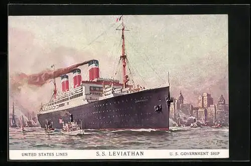 Künstler-AK Willy Stoewer: Passagierschiff S.S. Leviathan der United States Lines