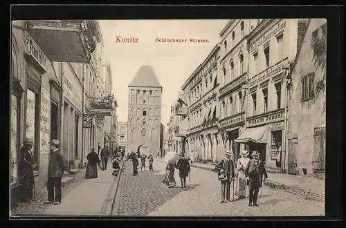 AK Konitz, Schlochauer Strasse mit Buchdruckerei Wilhelm Dupont