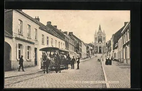 AK Bonsecours, La Grand rue, vue de l`arrêt du tramway, Pferdebahn