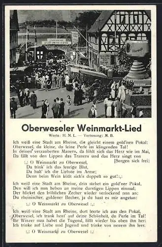 AK Oberwesel, Partie auf dem Weinmarkt, Weinmarkt-Lied