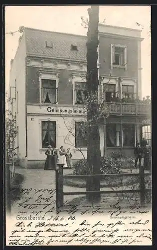 AK Hamburg-Gross-Borstel, Genesungsheim mit Bewohnern auf dem Balkon