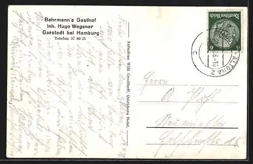 AK Garstedt / Hamburg, Behrmann`s Gasthof von Hugo Wegener