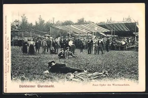 AK Dürkheim, Dürkheimer Wurstmarkt, Männer liegen im Gras