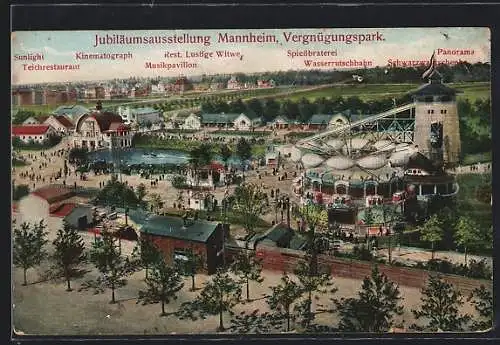 AK Mannheim, Jubiläumsausstellung1907, Vergnügungspark mit Wasserrutschbahn