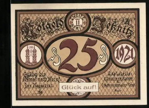 Notgeld Jessnitz 1921, 25 Pfennig, Blüchers Auszug