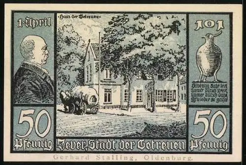 Notgeld Jever, 50 Pfennig, Wappen, Bismarck