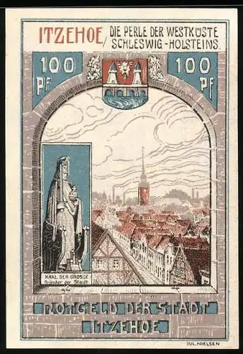 Notgeld Itzehoe 1921, 100 Pfennig, Ortsansicht