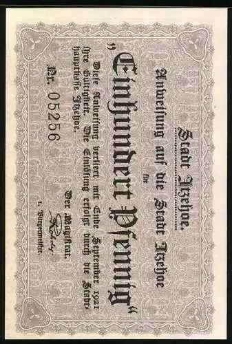 Notgeld Itzehoe 1921, 100 Pfennig, Ortsansicht