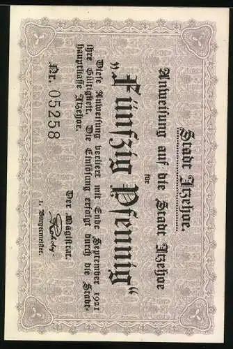 Notgeld Itzehoe 1921, 50 Pfennig, Wallenstein-Eiche