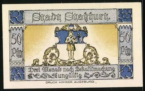 Notgeld Stassfurt, 1921, 50 Pfennig, Otto IV. Markgraf von Brandenburg, Gedenkbanknote