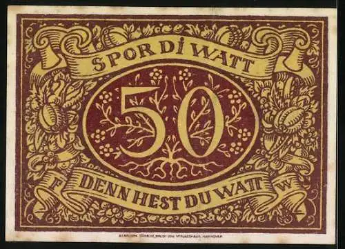 Notgeld Schneverdingen, 1921, 50 Pfennig, Handwerker und Blumenmuster