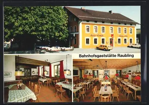 AK Raubling /Obb., Bahnhofsgaststätte der Familie Gruber, Bahnhofstrasse 23