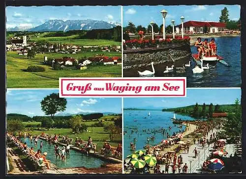 AK Waging am See, Kneippbad, Strandkurhaus, Strandpromenade