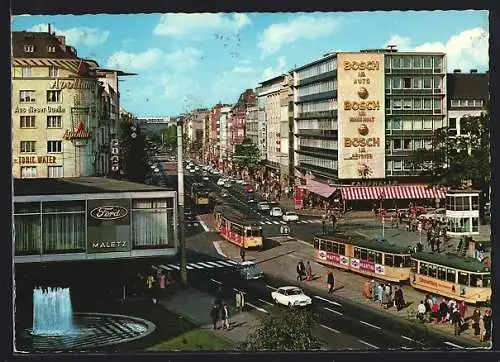 AK Köln-Neustadt, Hohenzollern-Ring mit Strassenbahnen und Geschäften