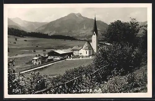 AK St. Jakob in Haus, Ortspartie mit Kirche