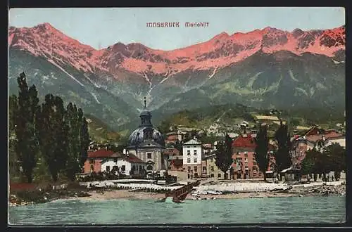 AK Innsbruck, Mariahilf, vom Wasser gesehen