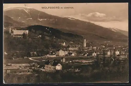 AK Wolfsberg in Kärnten, Ortsansicht mit Bergpanorama