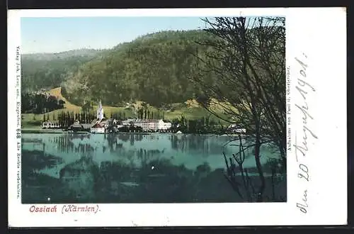 AK Ossiach /Kärnten, Ortspanorama vom Wasser gesehen