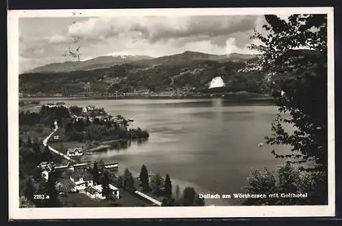 AK Dellach am Wörthersee, Ortsansicht mit Golfhotel aus der Vogelschau