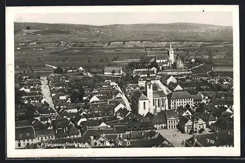 AK Pulkau, Teilansicht mit Kirche, Fliegeraufnahme