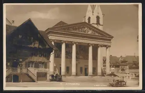 AK Dornbirn, Marktplatz mit Weinstube Rotes Haus