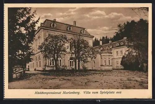 AK Bregenz, Mädchenpensionat Marienberg, Villa vom Spielplatz aus