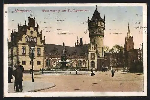 AK Hannover, Wasserkunst mit Springbrunnen