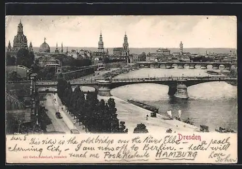 AK Dresden, Stadt-Panorama im Abendlicht