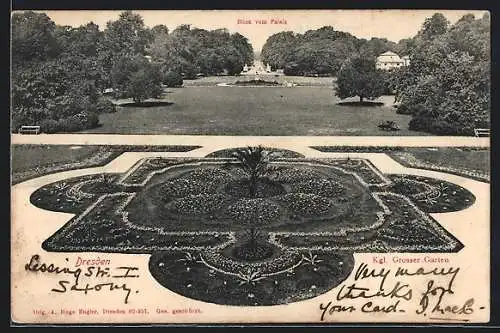 AK Dresden, Grosser Garten, Blick vom Palais