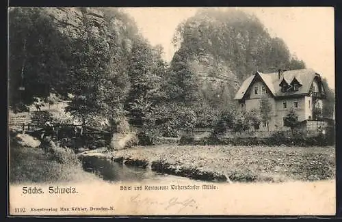 AK Waltersdorf /Sächs. Schweiz, Hotel und Restaurant Waltersdorfer Mühle