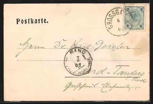 AK Gross-Gmain, Ortsansicht mit Lattengebirge