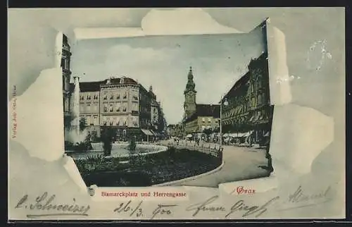 AK Graz, Bismarckplatz und Herrengasse