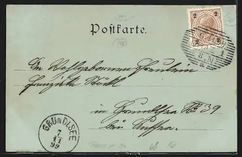 Mondschein-AK Graz, Schlossberg mit Brücke