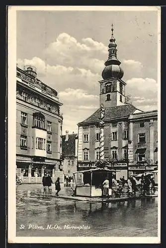 AK St. Pölten /N.-Oe., Geschäfte am Herrenplatz