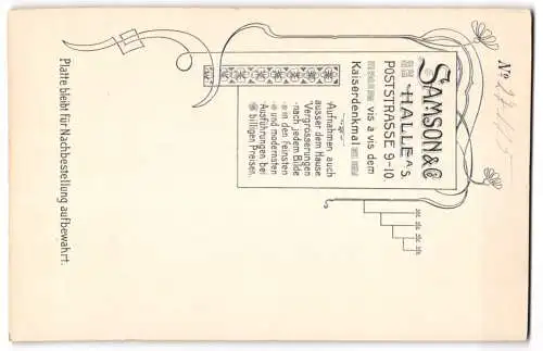 Fotografie Samson & Co., Halle a. S., Poststrasse 9-10, Bürgerliches Paar am Tisch