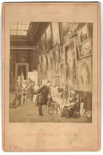 Fotografie Ad. Braun & Cie., Dornach, Gemälde. Devant Greuze, au Louvre, nach Scalbert, Kunststudenten malen im Museum