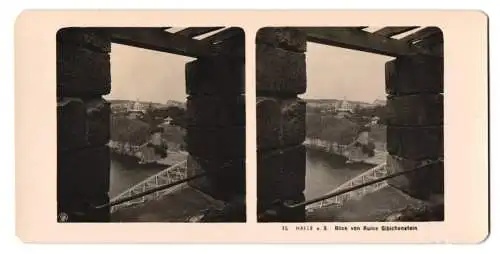 Stereo-Fotografie NPG, Berlin, Ansicht Halle / Saale, Blick von der Ruine Gibichenstein