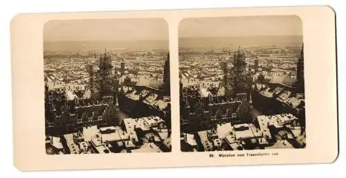 Stereo-Fotografie NPG, Berlin, Ansicht München, Blick auf die Stadt vom Frauenturm aus gesehen, Kirche im Baugerüst
